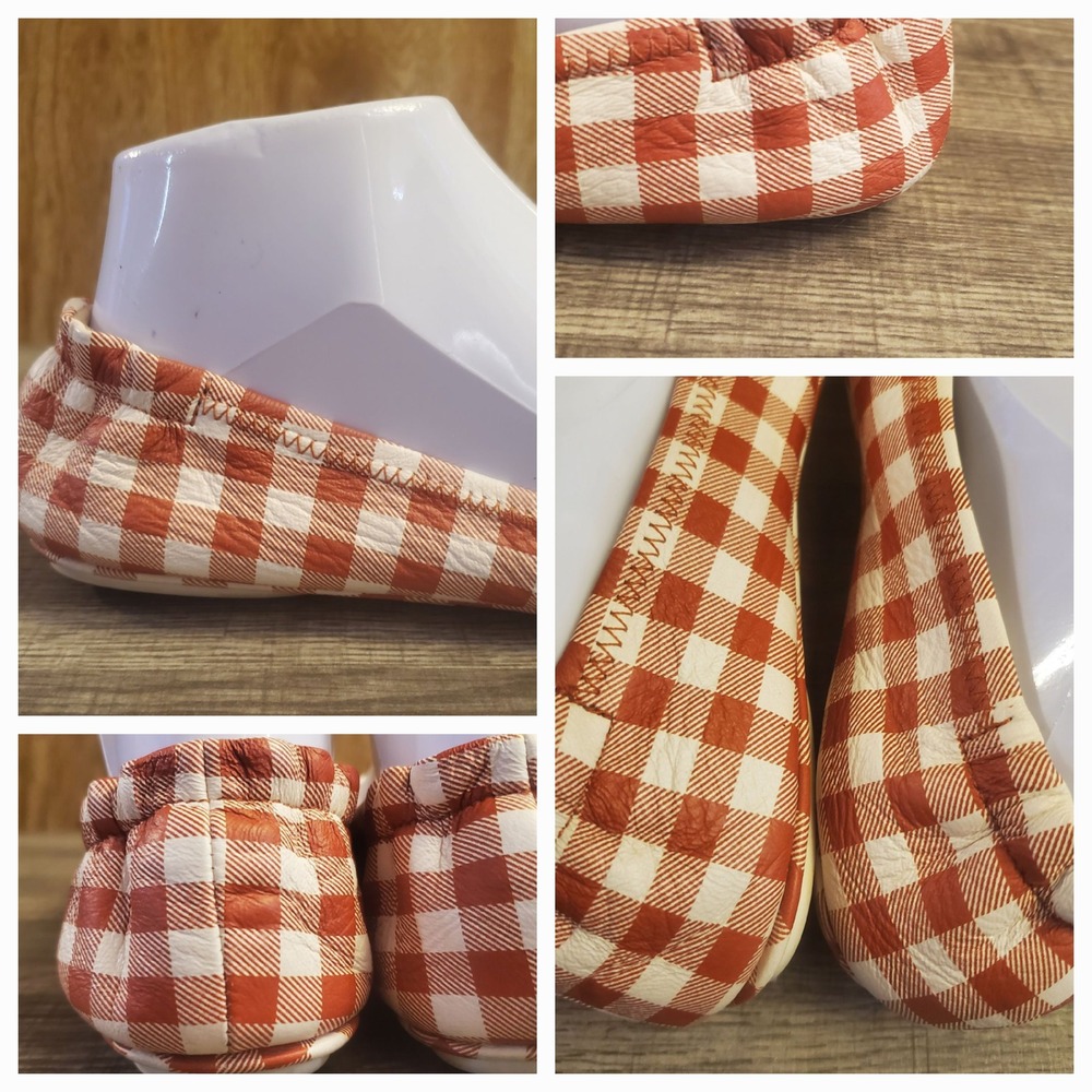Tory Burch Minnie Travel Slip On Flat Shoes  Women's Size 7.5 White Burnt Orange - Picture 9 of 12